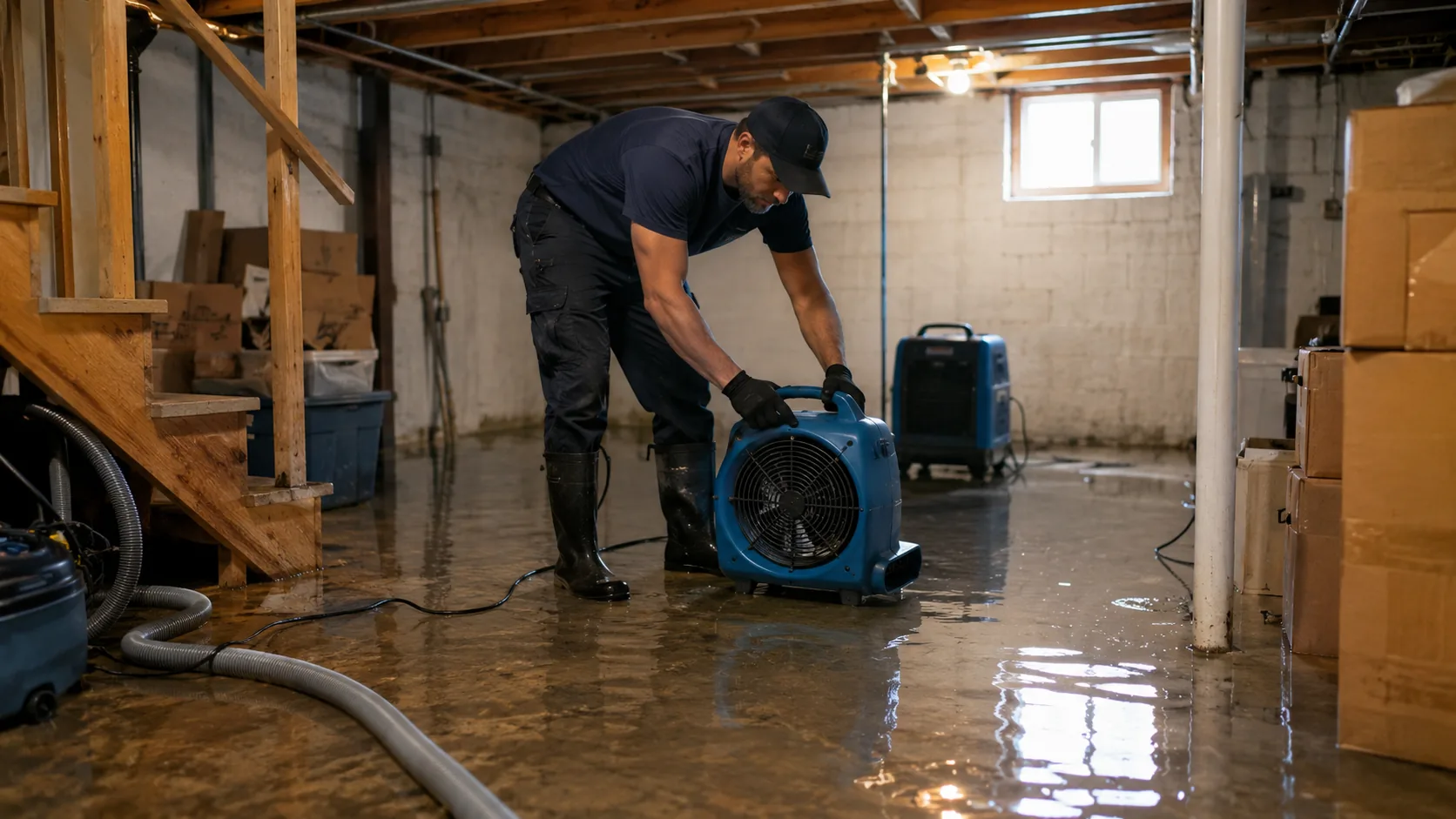 Basement water damage cleanup